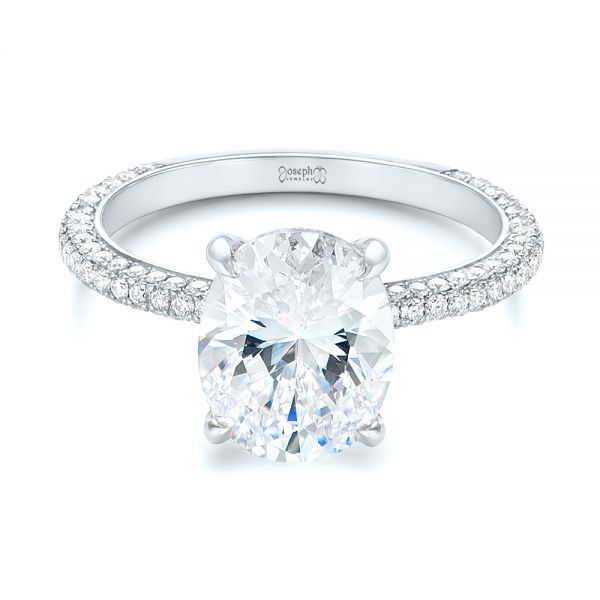 Platinum Platinum Oval Diamond Engagement Ring - Flat View - 104080