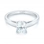 18k White Gold 18k White Gold Oval Diamond Engagement Ring - Flat View -  104252 - Thumbnail