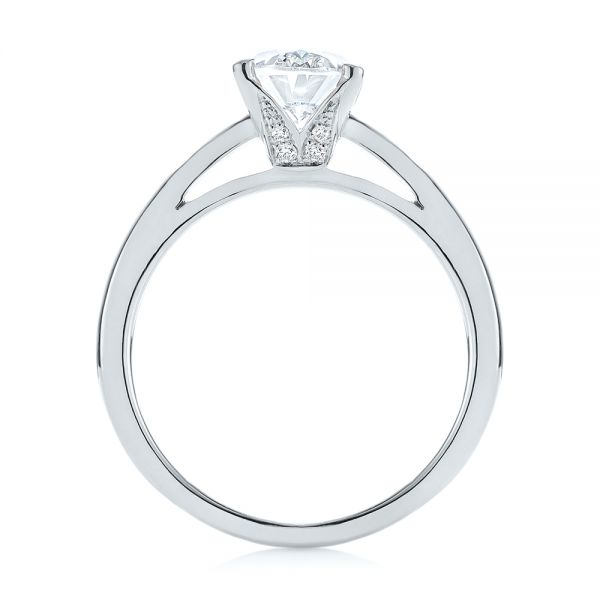 18k White Gold 18k White Gold Oval Diamond Engagement Ring - Front View -  104252