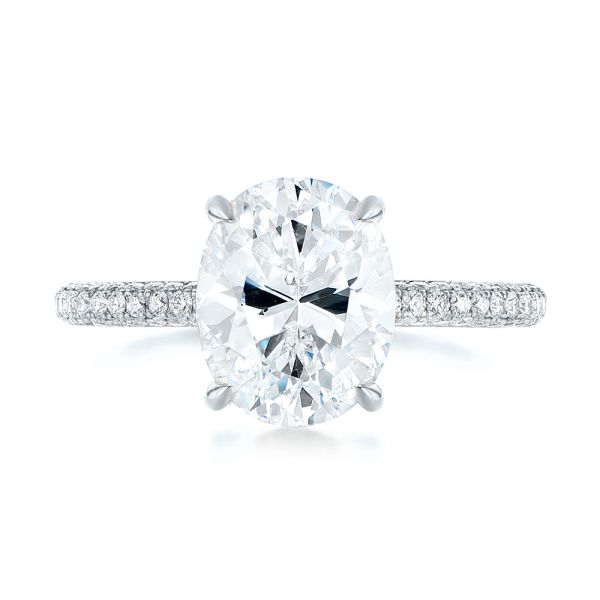 Platinum Platinum Oval Diamond Engagement Ring - Top View - 104080