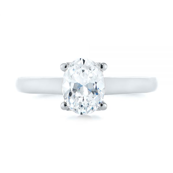 18k White Gold 18k White Gold Oval Diamond Engagement Ring - Top View -  104252