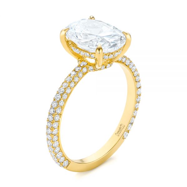 18k Yellow Gold 18k Yellow Gold Oval Diamond Engagement Ring - Three-Quarter View - 104080