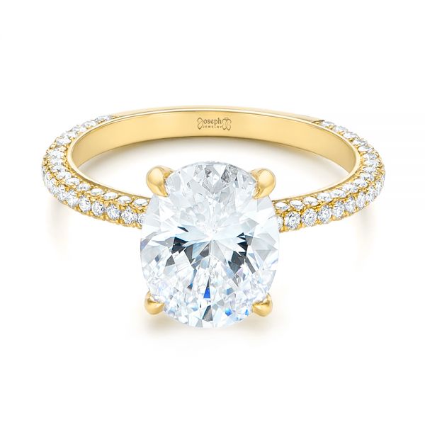 14k Yellow Gold 14k Yellow Gold Oval Diamond Engagement Ring - Flat View -  104080