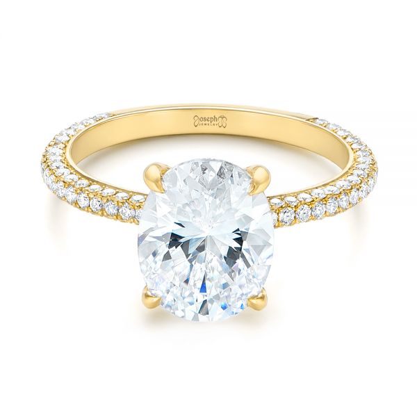 18k Yellow Gold 18k Yellow Gold Oval Diamond Engagement Ring - Flat View - 104080