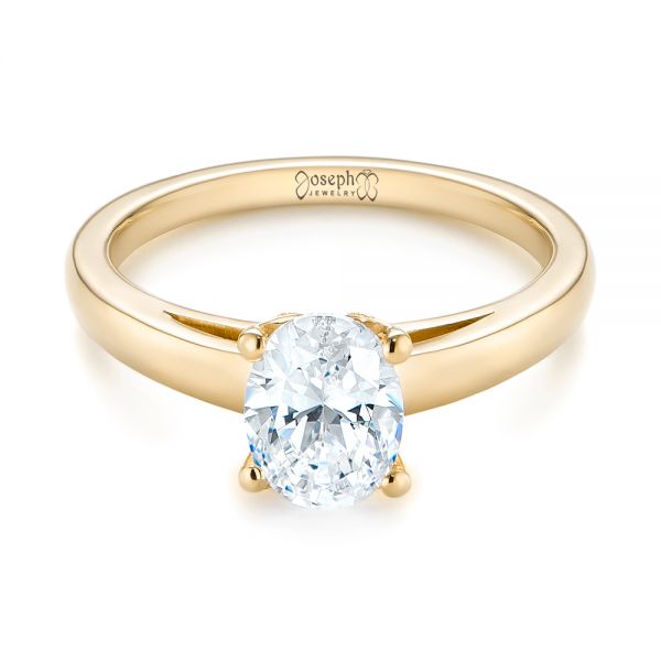 18k Yellow Gold 18k Yellow Gold Oval Diamond Engagement Ring - Flat View -  104252