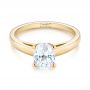 18k Yellow Gold 18k Yellow Gold Oval Diamond Engagement Ring - Flat View -  104252 - Thumbnail