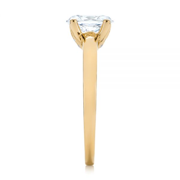 18k Yellow Gold 18k Yellow Gold Oval Diamond Engagement Ring - Side View -  104252