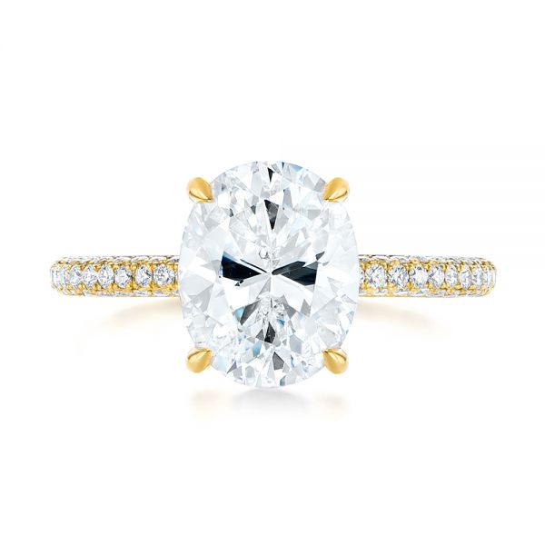 18k Yellow Gold 18k Yellow Gold Oval Diamond Engagement Ring - Top View - 104080