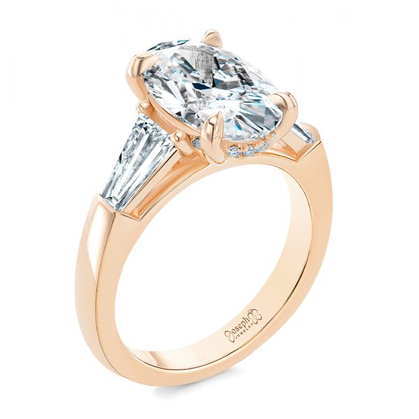 Oval Diamond Engagement Ring with Tapered Baguette Accents - Image