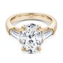 14k Rose Gold 14k Rose Gold Oval Diamond Engagement Ring With Tapered Baguette Accents - Flat View -  107618 - Thumbnail