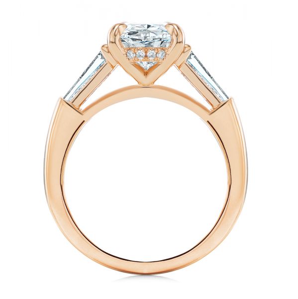 14k Rose Gold 14k Rose Gold Oval Diamond Engagement Ring With Tapered Baguette Accents - Front View - 107618