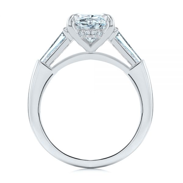 14k White Gold 14k White Gold Oval Diamond Engagement Ring With Tapered Baguette Accents - Front View -  107618 - Thumbnail