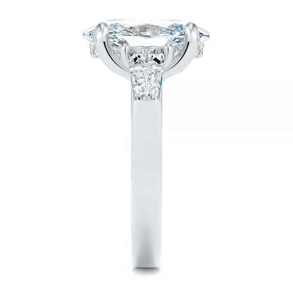  Platinum Platinum Oval Diamond Engagement Ring With Tapered Baguette Accents - Side View -  107618 - Thumbnail