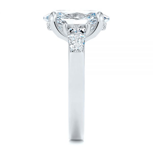 18k White Gold 18k White Gold Oval Diamond Engagement Ring With Tapered Baguette Accents - Side View - 107618
