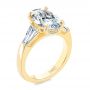 14k Yellow Gold Oval Diamond Engagement Ring With Tapered Baguette Accents - Three-Quarter View -  107618 - Thumbnail