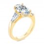 14k Yellow Gold Oval Diamond Engagement Ring With Tapered Baguette Accents - Three-Quarter View -  107618 - Thumbnail