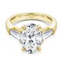 18k Yellow Gold 18k Yellow Gold Oval Diamond Engagement Ring With Tapered Baguette Accents - Flat View -  107618 - Thumbnail