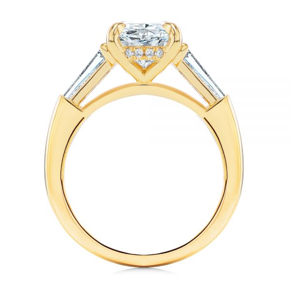 18k Yellow Gold 18k Yellow Gold Oval Diamond Engagement Ring With Tapered Baguette Accents - Front View -  107618 - Thumbnail