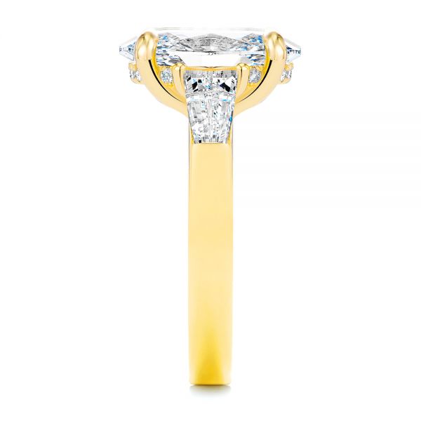 14k Yellow Gold Oval Diamond Engagement Ring With Tapered Baguette Accents - Side View -  107618 - Thumbnail