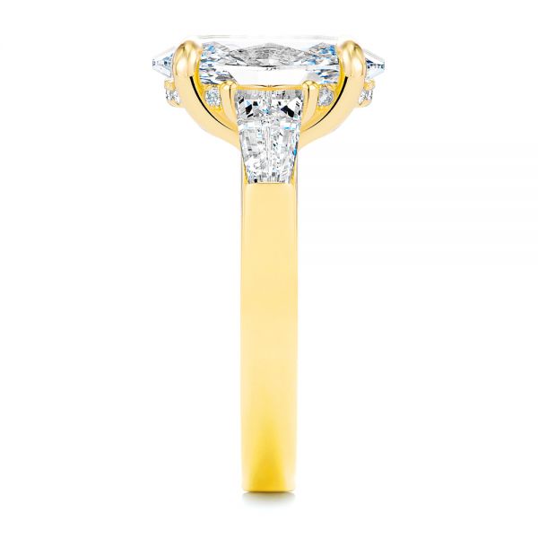 14k Yellow Gold Oval Diamond Engagement Ring With Tapered Baguette Accents - Side View - 107618
