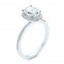 18k White Gold Oval Diamond Halo Engagement Ring - Three-Quarter View -  105128 - Thumbnail
