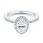 18k White Gold Oval Diamond Halo Engagement Ring - Flat View -  105128 - Thumbnail