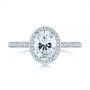 18k White Gold Oval Diamond Halo Engagement Ring - Top View -  105128 - Thumbnail