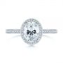 18k White Gold Oval Diamond Halo Engagement Ring - Top View -  105128 - Thumbnail