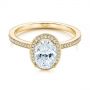 14k Yellow Gold 14k Yellow Gold Oval Diamond Halo Engagement Ring - Flat View -  105128 - Thumbnail