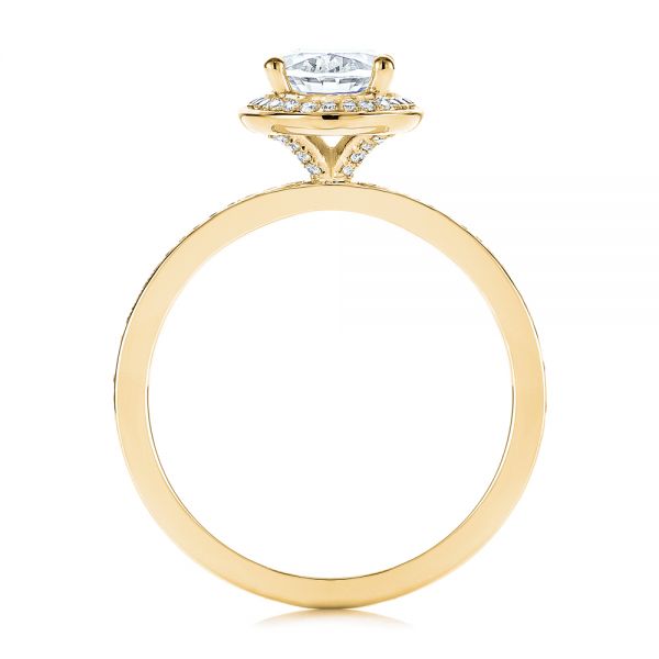 14k Yellow Gold 14k Yellow Gold Oval Diamond Halo Engagement Ring - Front View -  105128