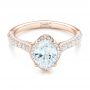 18k Rose Gold 18k Rose Gold Oval Diamond Halo And Pave Engagement Ring - Flat View -  102556 - Thumbnail