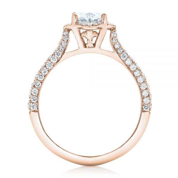 14k Rose Gold 14k Rose Gold Oval Diamond Halo And Pave Engagement Ring - Front View -  102556