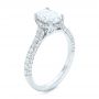 18k White Gold 18k White Gold Oval Diamond Halo And Pave Engagement Ring - Three-Quarter View -  102556 - Thumbnail