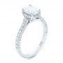 14k White Gold Oval Diamond Halo And Pave Engagement Ring - Three-Quarter View -  102556 - Thumbnail