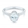 18k White Gold 18k White Gold Oval Diamond Halo And Pave Engagement Ring - Flat View -  102556 - Thumbnail