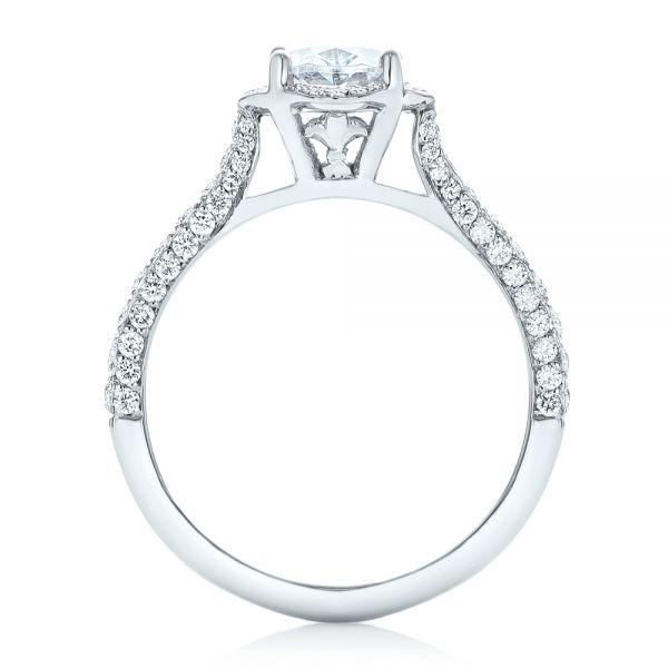 14k White Gold Oval Diamond Halo And Pave Engagement Ring - Front View - 102556
