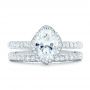 18k White Gold 18k White Gold Oval Diamond Halo And Pave Engagement Ring - Top View -  102556 - Thumbnail