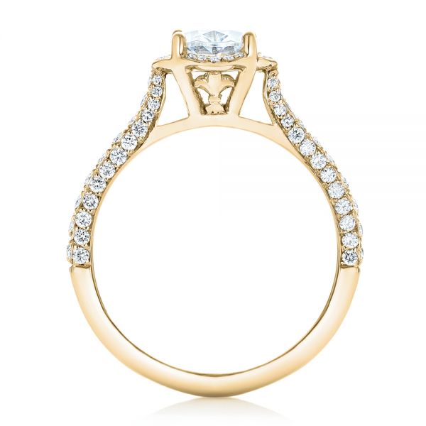 14k Yellow Gold 14k Yellow Gold Oval Diamond Halo And Pave Engagement Ring - Front View - 102556