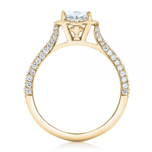 18k Yellow Gold 18k Yellow Gold Oval Diamond Halo And Pave Engagement Ring - Front View -  102556