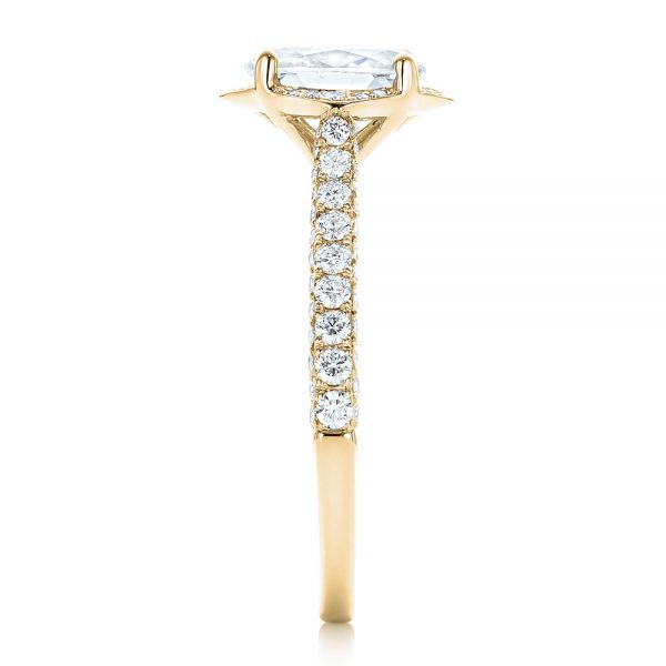 14k Yellow Gold 14k Yellow Gold Oval Diamond Halo And Pave Engagement Ring - Side View - 102556