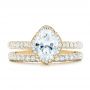18k Yellow Gold 18k Yellow Gold Oval Diamond Halo And Pave Engagement Ring - Top View -  102556 - Thumbnail