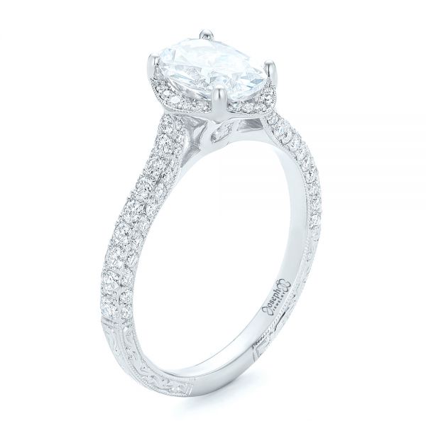 Oval Diamond Halo and Pave Hand Engraved Engagement Ring - reference design