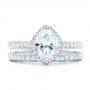 18k White Gold 18k White Gold Oval Diamond Halo And Pave Hand Engraved Engagement Ring - Top View -  102506 - Thumbnail