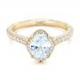 18k Yellow Gold 18k Yellow Gold Oval Diamond Halo And Pave Hand Engraved Engagement Ring - Flat View -  102506 - Thumbnail