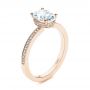 18k Rose Gold 18k Rose Gold Oval Diamond Hidden Halo Engagement Ring - Three-Quarter View -  105126 - Thumbnail