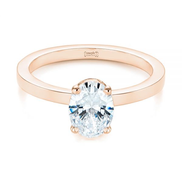 14k Rose Gold 14k Rose Gold Oval Diamond Hidden Halo Engagement Ring - Flat View - 105071