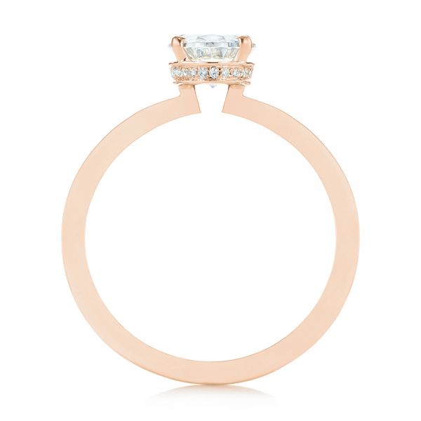 14k Rose Gold 14k Rose Gold Oval Diamond Hidden Halo Engagement Ring - Front View - 105071