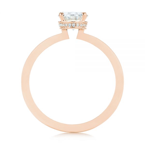 18k Rose Gold 18k Rose Gold Oval Diamond Hidden Halo Engagement Ring - Front View -  105071