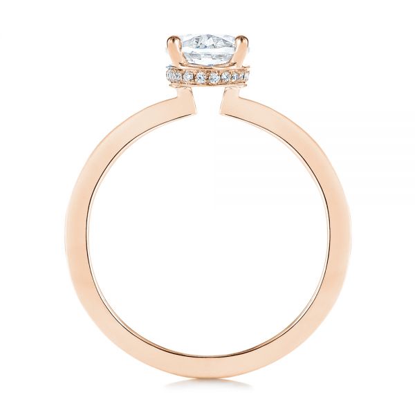 18k Rose Gold 18k Rose Gold Oval Diamond Hidden Halo Engagement Ring - Front View -  105126