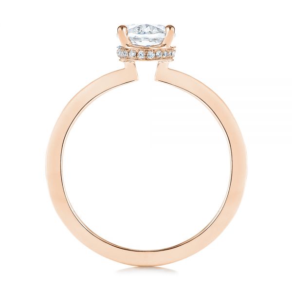 14k Rose Gold 14k Rose Gold Oval Diamond Hidden Halo Engagement Ring - Front View - 105126